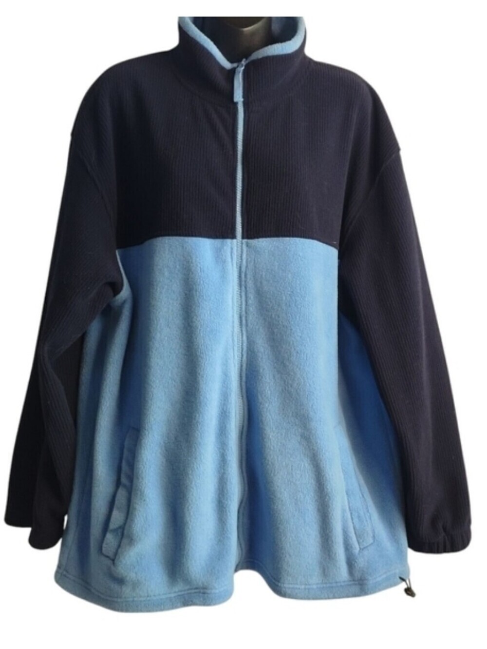 Highland Men's Blue Fleece Pullover Sweatshirt Zip Up Cozy Size Large